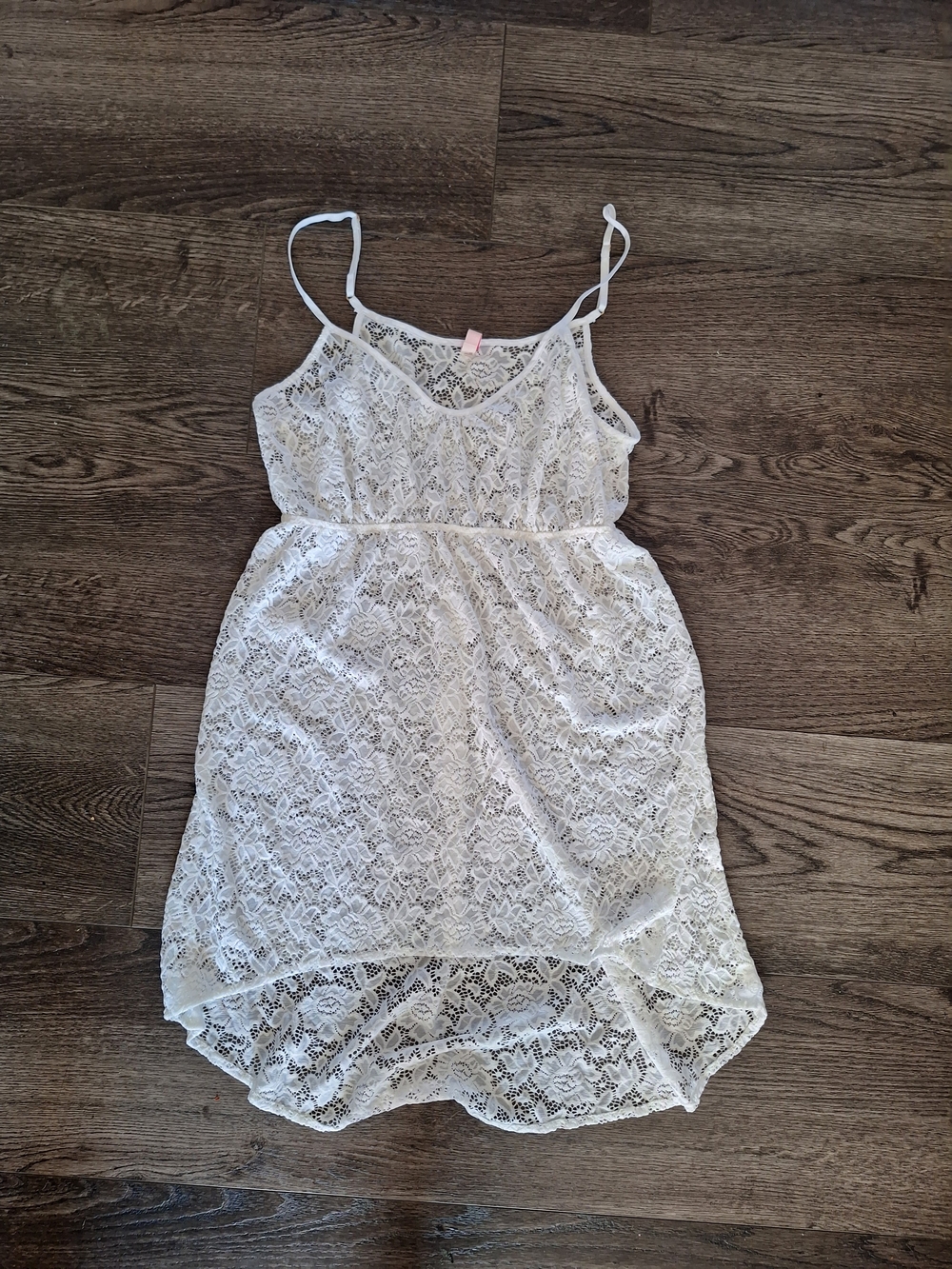Victoria's Secret White Lace High-Low Spaghetti Strap Swim Coverup